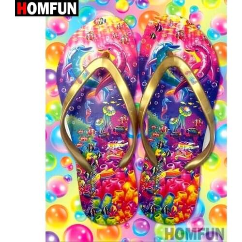 HOMFUN Diamond Painting "Ocean slippers" DIY 5D Diamond Embroidery Sale Full Set Rhinestone Cross Stitch Home Decor A08173