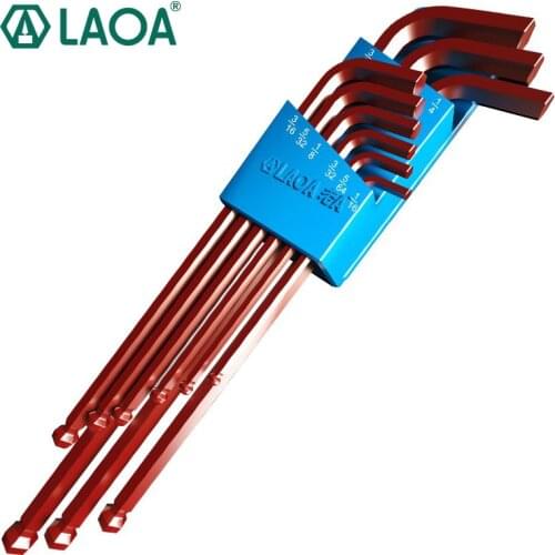 LAOA 9pcs S2 Material Allen Keys Set Ball Shape Hex Wrenches Set Spanner Handle Tools Universal Wrench Repair For Bike Car