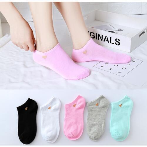 Summer Socks Womens Korean Version Candy Color Love Womens Ship Socks Cotton Shallow Mouth Non Slip Womens Ship Socks