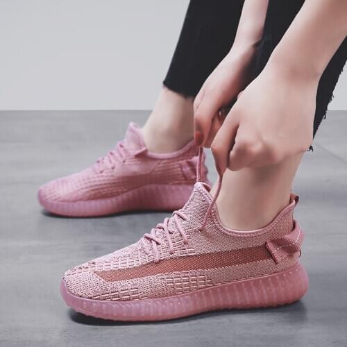 New womens sport shoes mesh flying woven sneakers ultra light vulcanized shoes casual footwear coconut