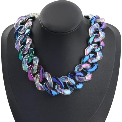 Trend Exaggeration Resin Thick Chain Choker Necklace 2021 New Hip Hop Punk Lady Party Clavicle Chain