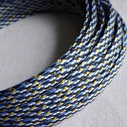 PET Cable Sleeves 4mm/8mm/12mm BYW Blue PP Cotton yarn elasticity Braid Wire snakeskin protect Nylon mesh signal cable sets