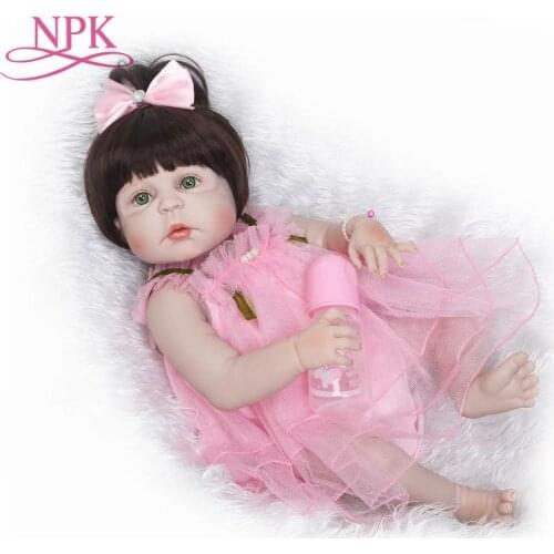 NPK lifelike reborn baby real gentle touch doll full vinyl silicone soft cameron awake girl gift for children