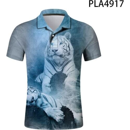 Polo Homme Tiger Animal Series Fashion Streetwear Men Shirts Casual Hombres Harajuku 3D Printed Polo Shirt Short Sleeve Ropa
