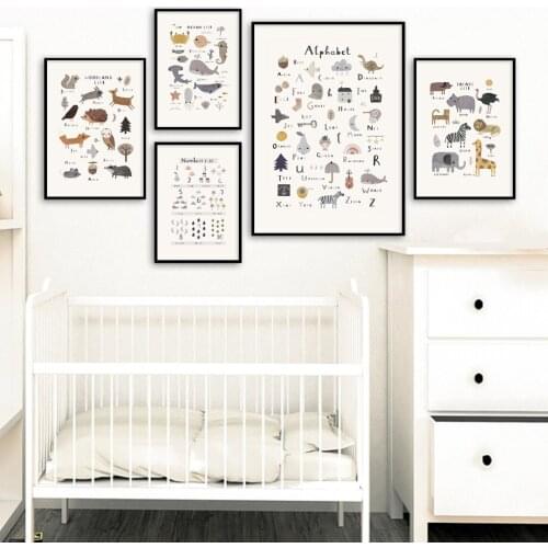 Self-adhesive Wall Stickers Ocean Animals Fish Art Enlightenment Nordic Posters And Prints Alphabet Number For Kids Room Decor