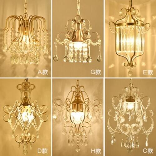 Modern crystal iron Pendant Light cage Lampshade Pendant Lamp Kitchen Hanging Light Fixture Lustre de Led Ceiling luminaire