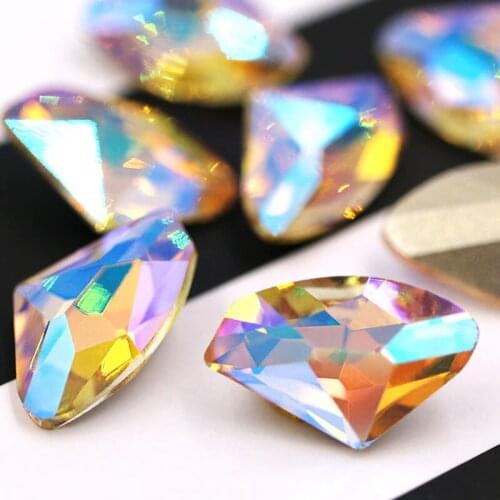 Factory sales 9x14mm Light of heaven crystal shell shape K9 pointback glass rhinestones for clothing Accessories