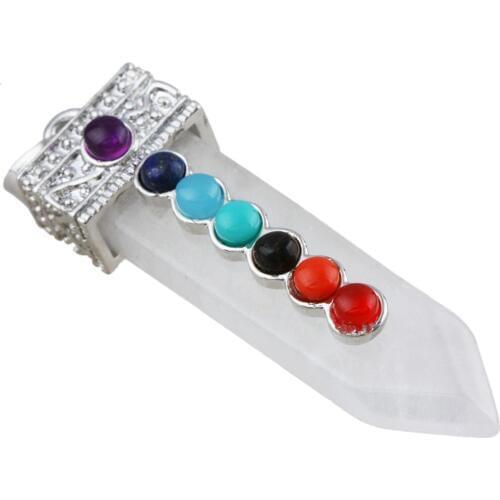 SUNYIK Rock Quartz 7 Chakra Crystal Point Pendant for Necklace,Sword of Life
