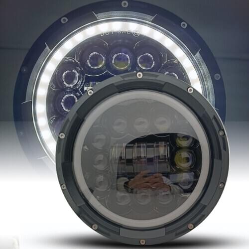 90W 7" Halo Led Headlight DRL Turn Signal Angel Eyes For Yamaha XVS 650 950 1100 1300 V-Star For Jeep Hummer Lada 4X4 ofroad