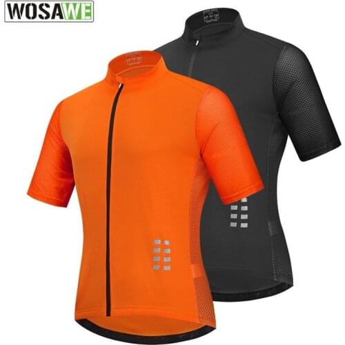 Wosawe Summer 2020 Reflective Cycling Jersey Men Short Sleeve Cycle Bike Jersey Breathable Polyester Full Zipper Bicycle Shirt