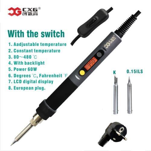 CXG Thermostat Soledering Staiton C9 Iron tip LCD Digital Display Electric Soldering Irons European Plug A326 Heating ore