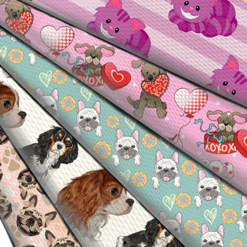 1/2yard Dog Cat Bullet Fabric Textured Liverpool 4 Way Stretch Spandex Knit Fabric For Baby HeadWrap Bummies Patchwork Tissue