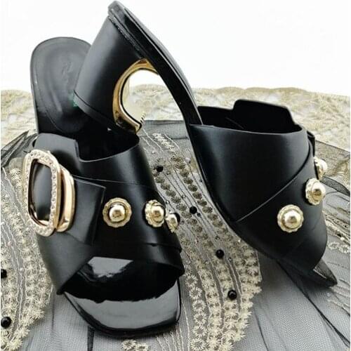 Doershow Italian Ladies Sexy High Heels Pumps black PU Leather Design Ladies Women Pumps African Sandal Shoe for Party! SGG1-6