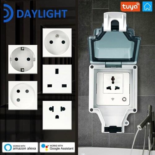 Daylight Tuya Smart Plug Waterproof IP66 Socket WiFi Socket Wall Timing Function Via Smart Life Control With Alexa Google Home