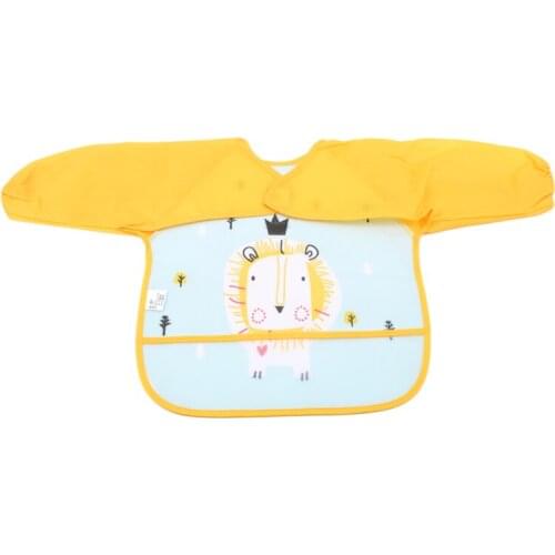 Waterproof Baby Infant Full Sleeve Bibs Cute Cartoon Animals Children Long Sleeve Apron Coverall Feeding Bibs