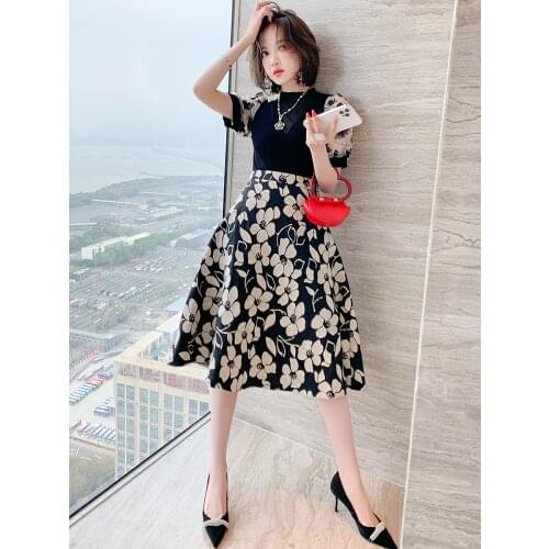 Top Quality Jacquard high waist retro skirt umbrella skirt summer new