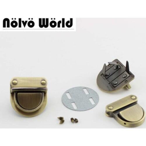 20pcs 30*32mm alloy lock brush antique brass bag lock DIY fashion hardware bag accessory mortise lock