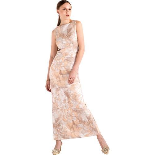 S-XXXL Women Elegant Jacquard Bodycon Maxi Dress Sleeveless O Neck Slim Cut Pencil Split Dresses Robe Vintage Big Size 6203