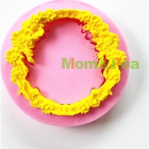 Mom&Pea 0724 Free Shipping Floral Hoop Shaped Silicone Mold Cake Decoration Fondant Cake 3D Mold Food Grade