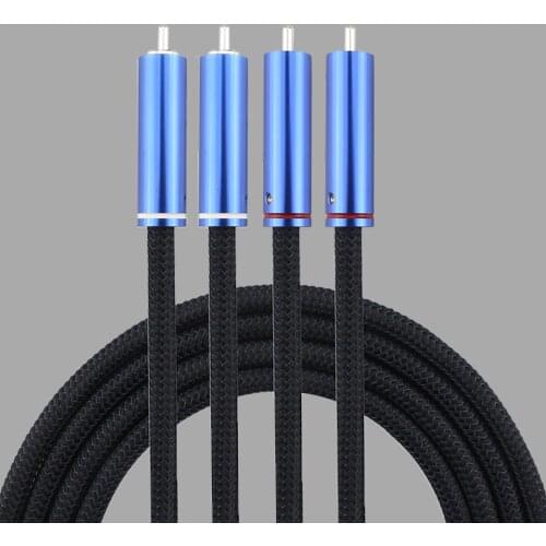 1 Pair Hifi Audiophiles RCA Cable RCA Male to RCA Male HiFi System Subwoofer Converter Adapter with Diameter 8mm HIFI RCA Cable