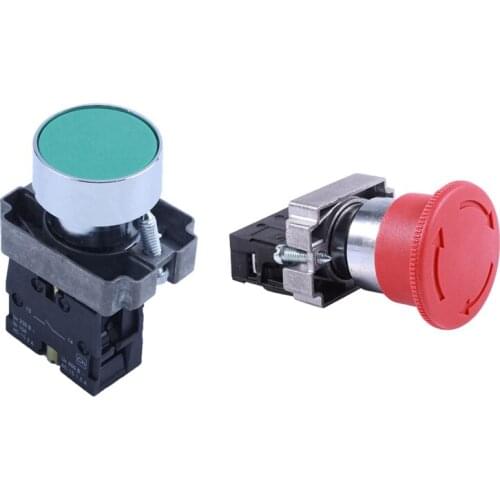 1 Pcs Emergency Stop Push Button Switch & 1 Pcs Sign Momentary Push Button Switch