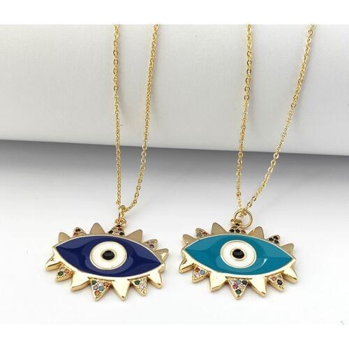 1Pcs New Design Filled Enamel CZ Micro Pave Jewelry Women Fashion Girls Eyelash Pendant Necklaces NK465