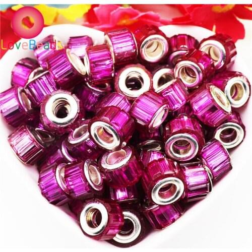 10Pcs 5mm Big Hole Silver Plated Core Tube Loose European Beads Fit Pandora Bracelet Snake Chain DIY Women Jewelry Crafts Making