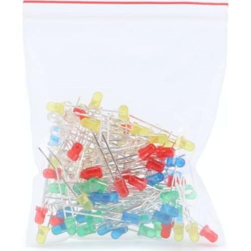 100pcs/lot F5/F3 LED Diode 5mm/3MM LED Light Assorted Kit DIY Warm white Red Blue Green UV Orange Yellow Pink Color