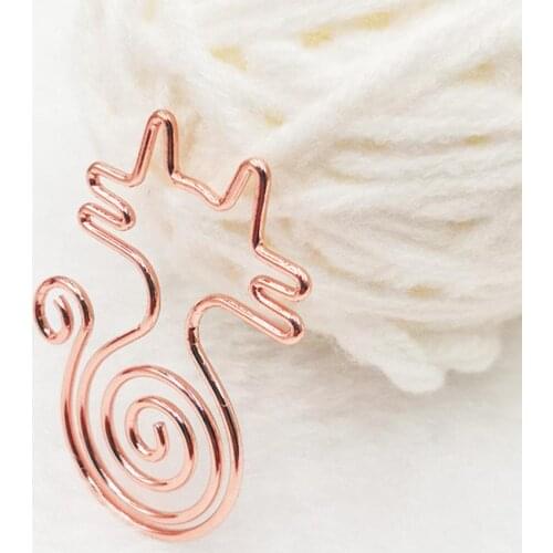 20PCS Cute Cartoon Cat Shape Paper Clips Kawaii Stationery Gold Rose Gold Hollow Out Binder Clips Photos Tickets Letter Clamp