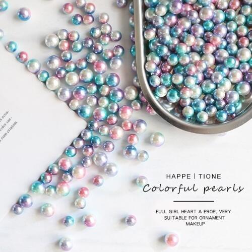 200 Pcs Round Pearl Gradient Magic Mermaid Colorful Mermaid Party DIY Shooting Props Wedding Birthday Decor Pearl Arts