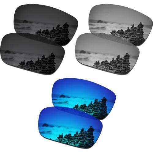 SmartVLT 3 Pairs Polarized Sunglasses Replacement Lenses for Oakley Drop Point Black and Silver Titanium and Ice Blue