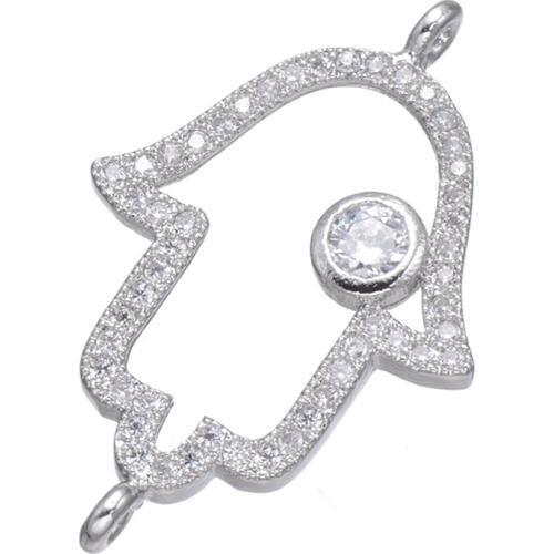 5 pieces Jewelry Vintage Zircon Hamsa Charms For Bracelets & Necklaces Cute Copper Micro Pave Czech Charms Connectors Diy Gift