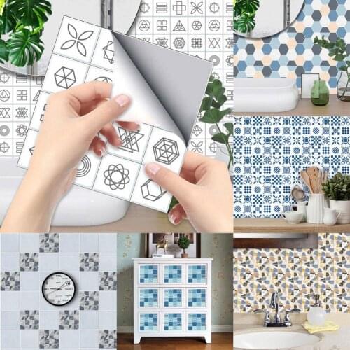 6Pcs Wall Decals Wall Sticker Geometric Pattern Waterproof PVC Decorative Floor Decals Geometric Pattern Home Decor