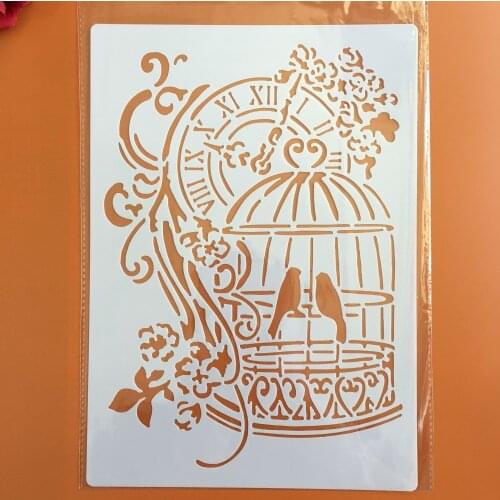 A4 29 * 21cm birdcage DIY Stencils Wall Painting Scrapbook Coloring Embossing Album Decorative Paper Card Template,wall