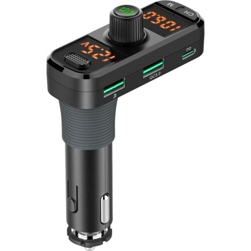 Car Mp3 Car Bluetooth Receiver FM Transmitter 7 Color Ambient Light Dual Screen Dual Display PD+QC3.0BC70