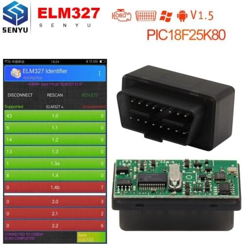 10PCS ELM 327 V1.5 OBD2 wireless Scanner PIC18F25K80 elm327 v1.5 OBD 2 OBD2 Car Diagnostic Auto Tool For Android Code Reader