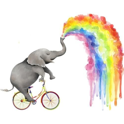 Large rainbow elephant wall stickers kids room decoration self-adhesive sticker bedroom decor living room wall decor home decor
