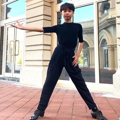 Boys Latin Dance Pants Kids Cha Cha Tango Samba Salsa Performance Dancing Clothes Ballroom Practice Wear Loose Trousers