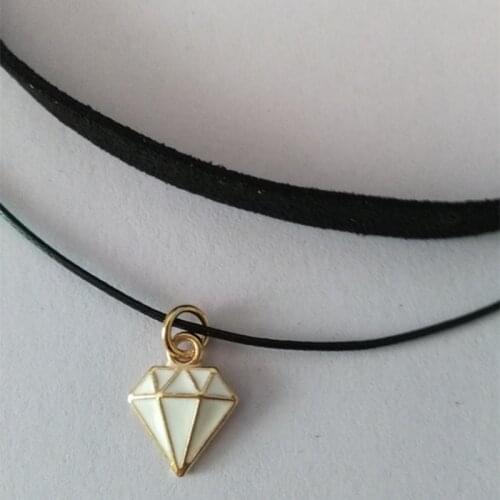 Black White Anime lozenge Velvet Choker Necklace Women Lucky Chokers Necklace Chocker Double Layer collares collier ras du cou