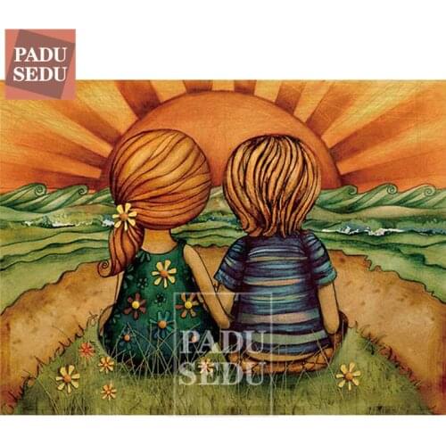 DIY Hand Craft Diamond Painting Cartoon Girl Boy Rhinestone Cross Stitch Kit Crystal Mosaic Diamond Embroidery Animal Hobby Love