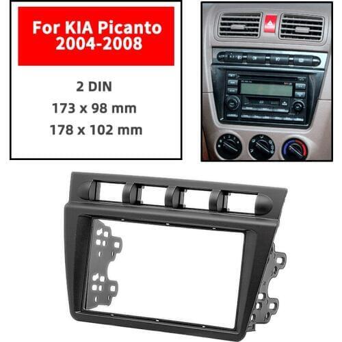 Double Din Radio Fascia for KIA Picanto 2004-2008 Black Panel Dash Mount Installation Trim Kit Face Black Frame GPS 173 x 98 mm