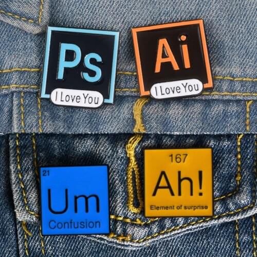 I LOVE YOU Ps Ai Pr Au Enamel Pin Meme Periodic Table Badge Modal particle Ah Um Science chemistry Lapel Brooches Jewelry