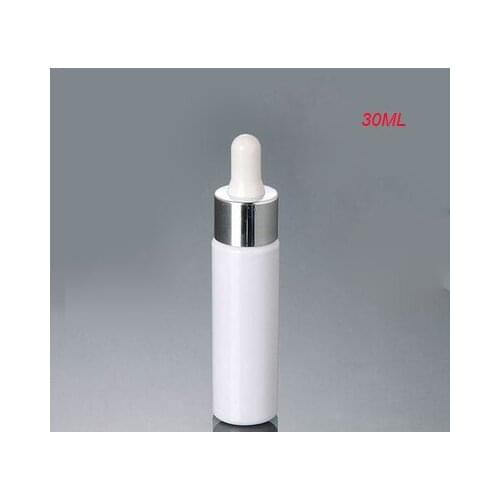 100pcs 30ml plastic white dropper bottle with sliver lid, empty white plastic drop essential oil bottle 30 ml with dropper