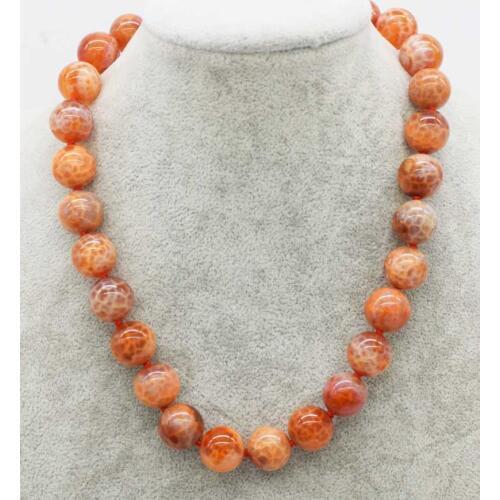 Red fire agate round 14mm necklace 18inch wholesale beads nature FPPJ woman 2017