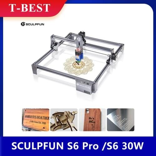 SCULPFUN S6 Pro /S6 30W Laser Engraver LD+FAC Spot Compression Ultra-thin Focus Desktop DIY Engraving Cutting Machine 410x420mm