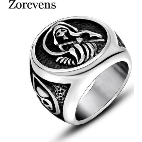 LETAPI Vintage Stainless Steel Casted Grim Reaper Skull Tribal Biker Mens Ring