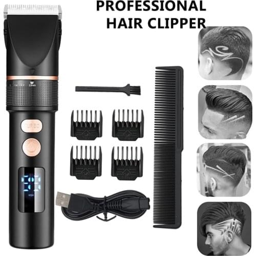 Electric Professional Hair Clipper Hair Trimmer For Men Adjustable Ceramic Blade Salon Barber LCD Hair Cutting Shaving Machine