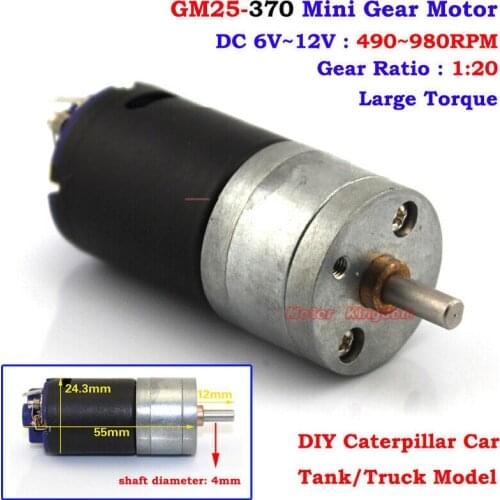 Micro Mini 25MM DC 6V-12V 980RPM High Torque Electric Gear Motor 4mm Shaft DIY Crawler tank model car