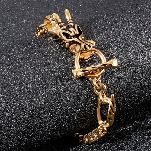 Fashionable and simple street trend faucet bracelet, golden personality and versatile mens keel chain bracelet