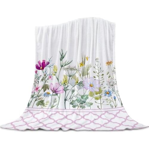 Pink Morocco Spring Flower Vanilla Throw Blanket Soft Picnic Blanket Home Decor Microfiber Flannel Blankets for Beds